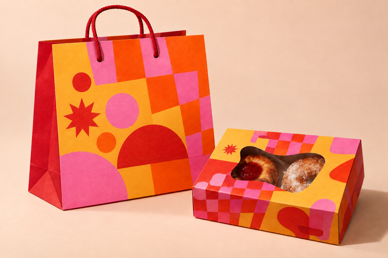 Concept: Sweet Disorder patterned paper carrier and window pastry carton