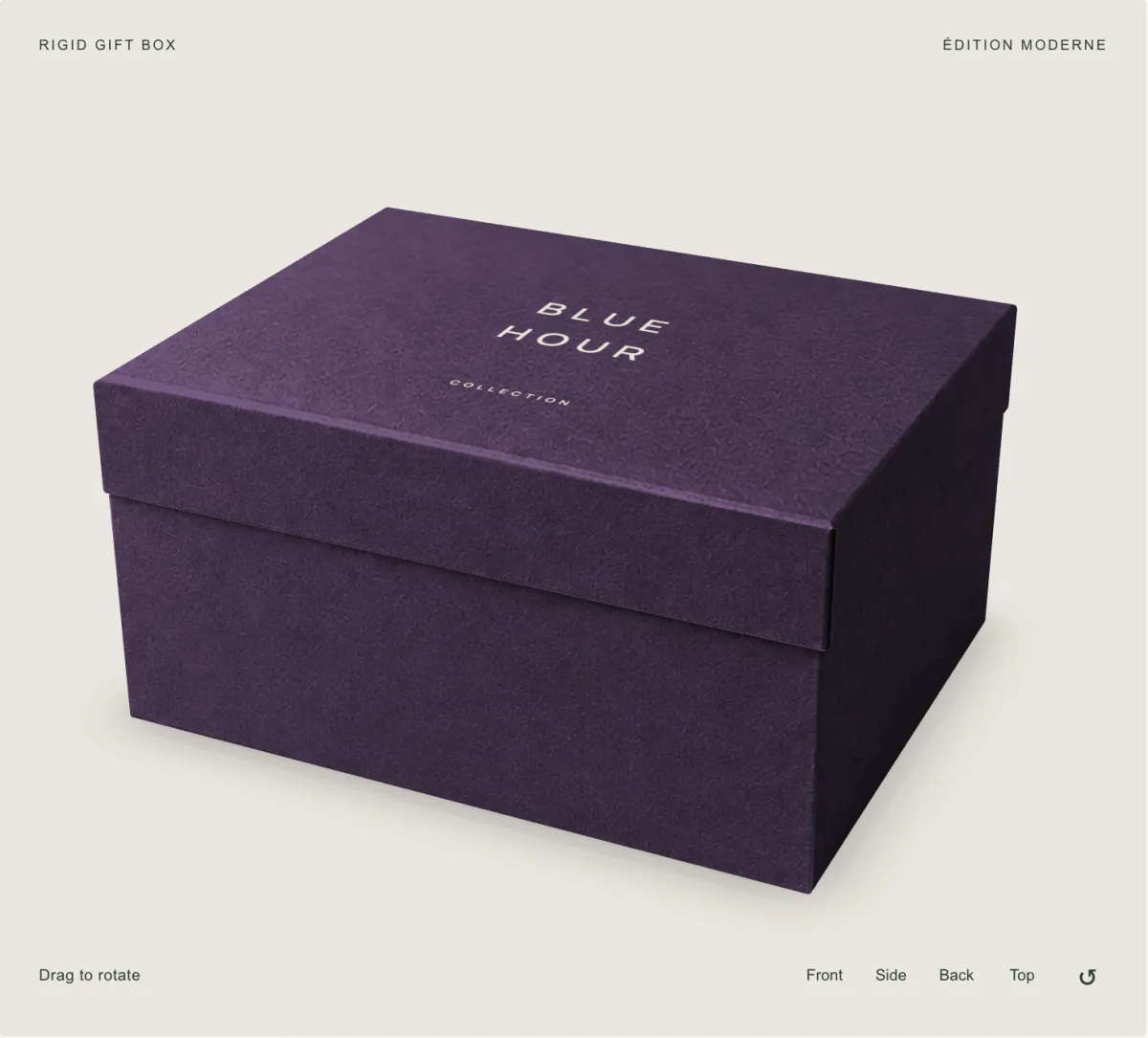Studio view of a rigid gift box in the Édition moderne direction